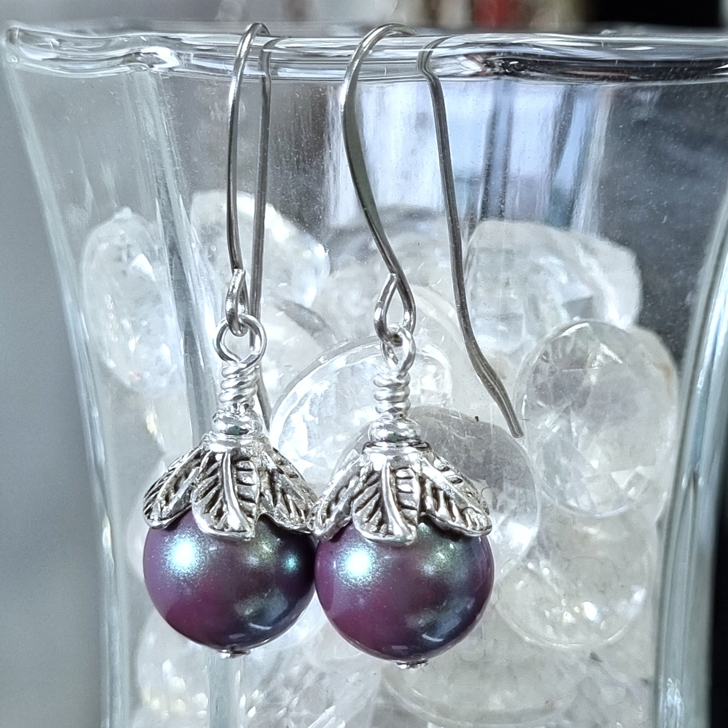Pearlescent Czech Crystal Drop Earrings