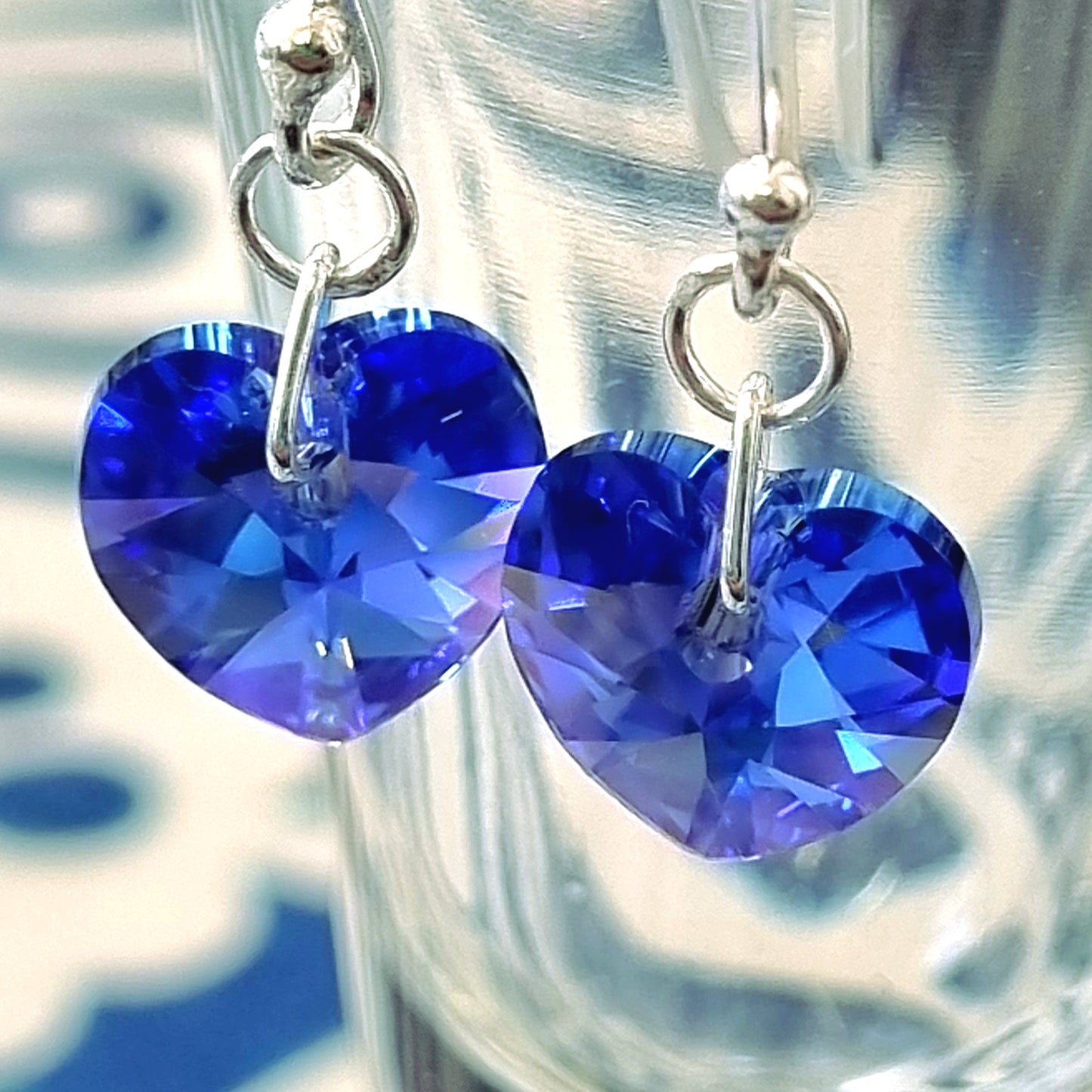 Sapphire Crystal Heart Earrings