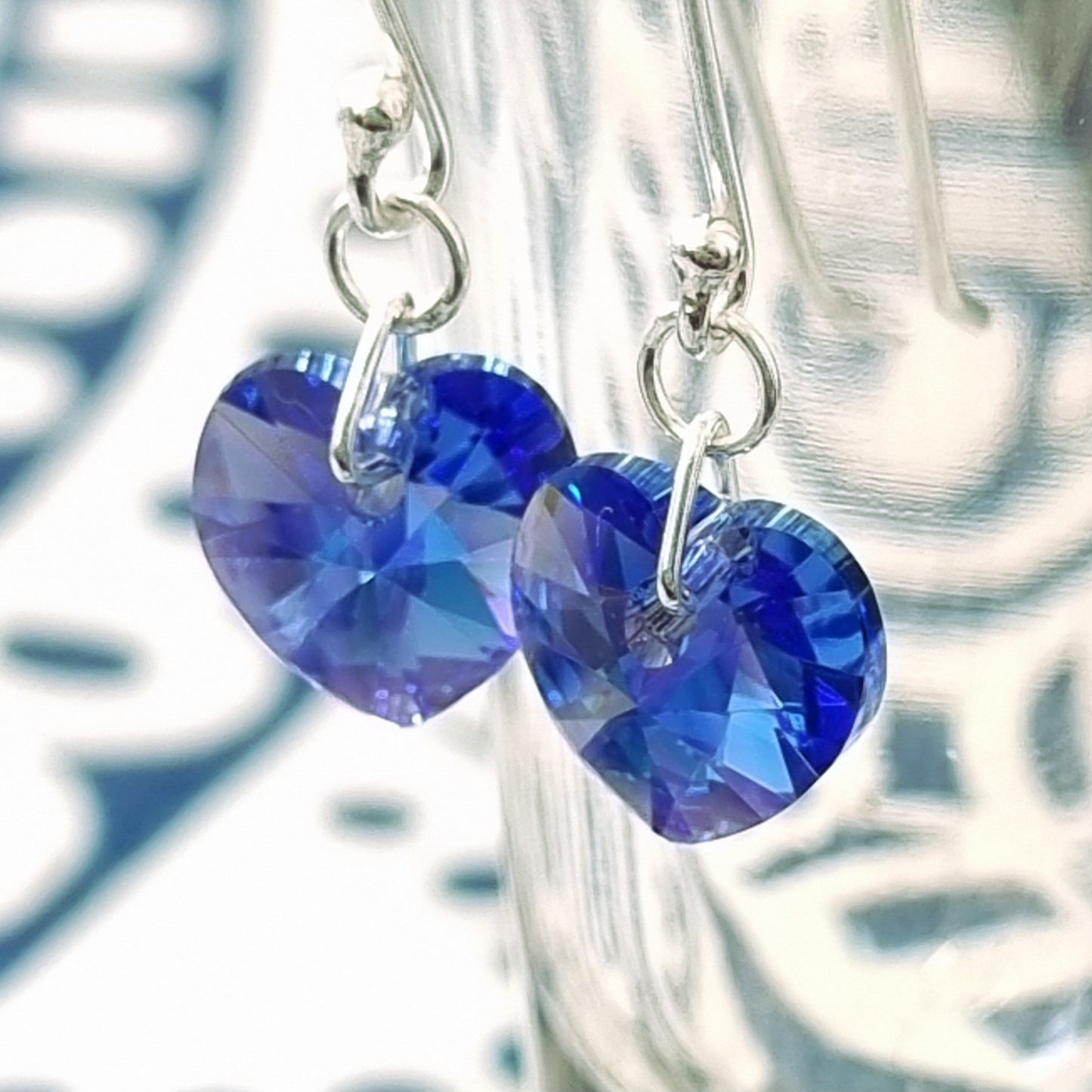 Sapphire Crystal Heart Earrings