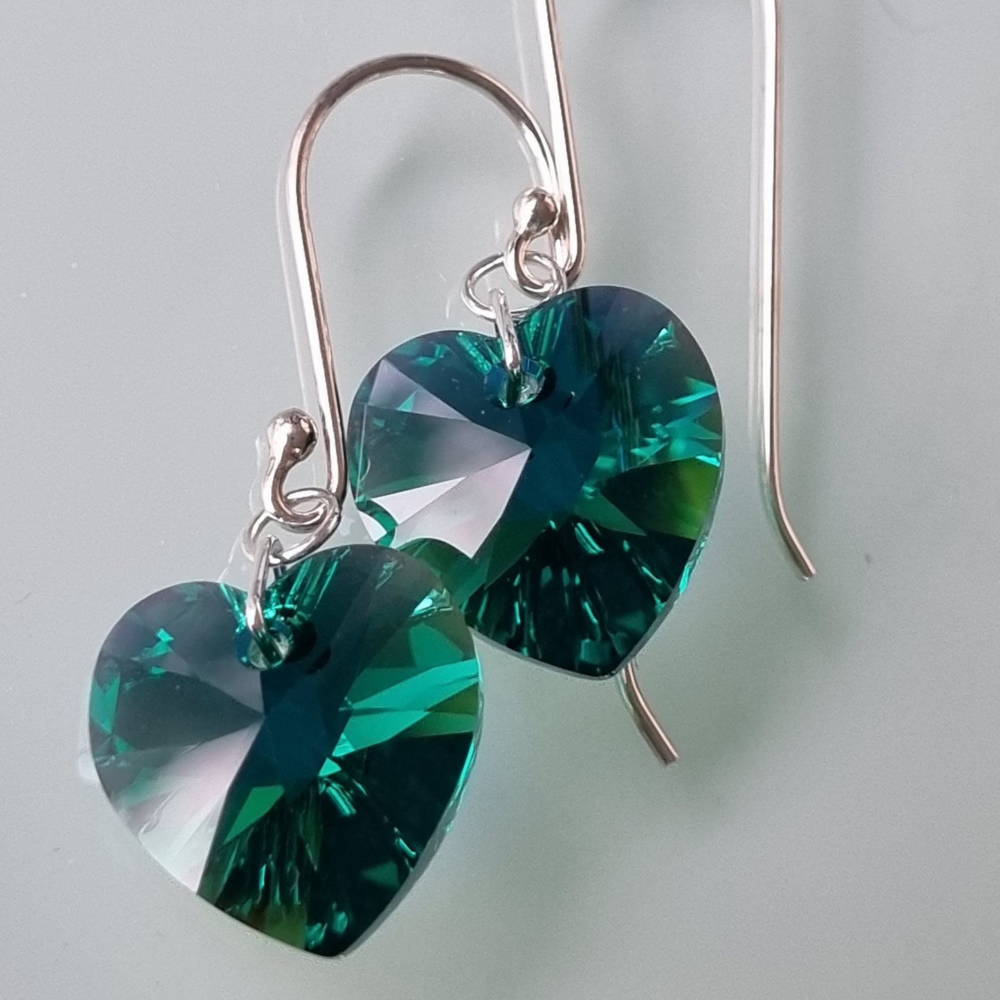 Emerald Heart Earrings – Swarovski Crystal & Sterling Silver