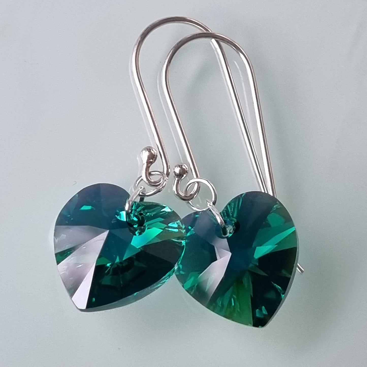 Emerald Heart Earrings – Swarovski Crystal & Sterling Silver