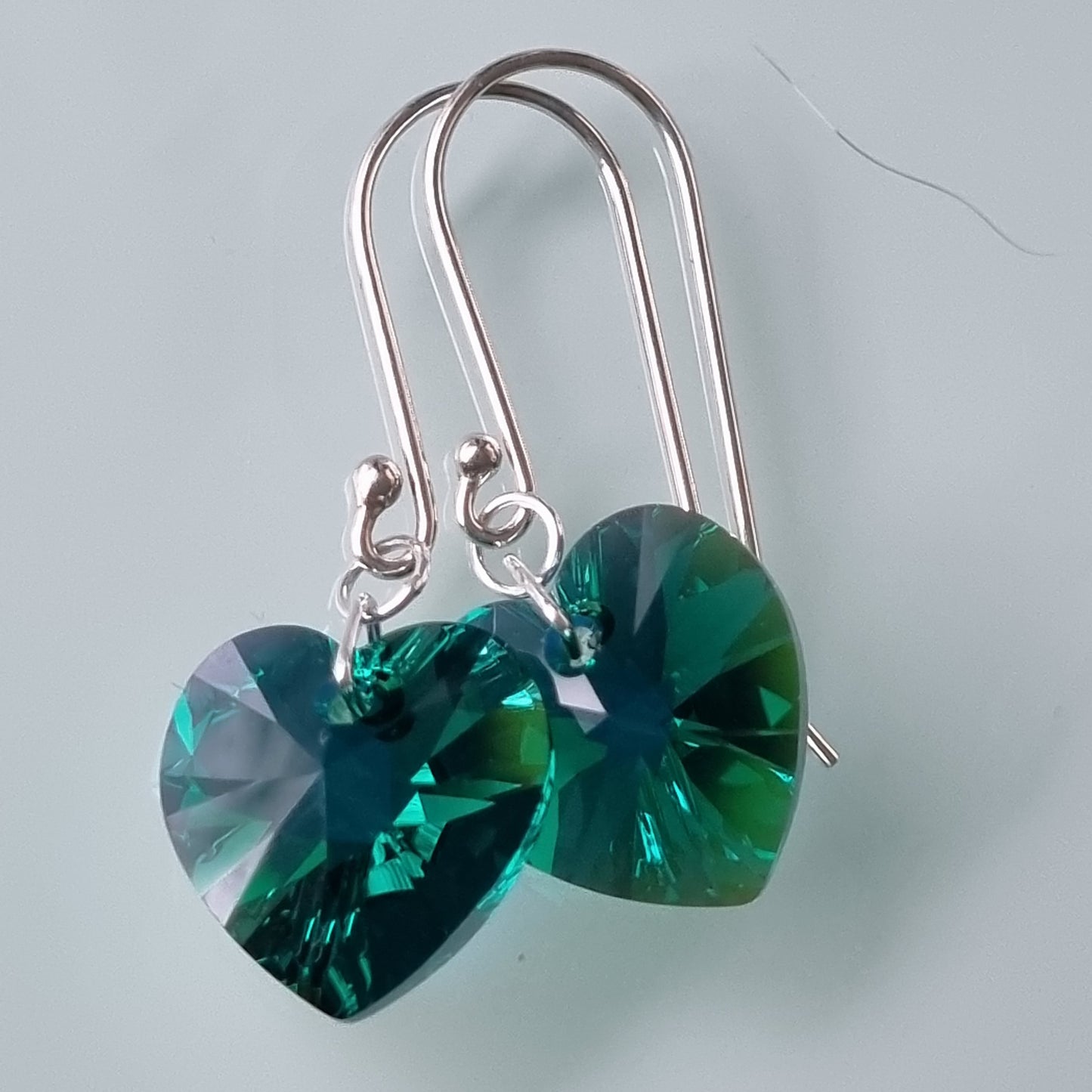 Emerald Heart Earrings – Swarovski Crystal & Sterling Silver
