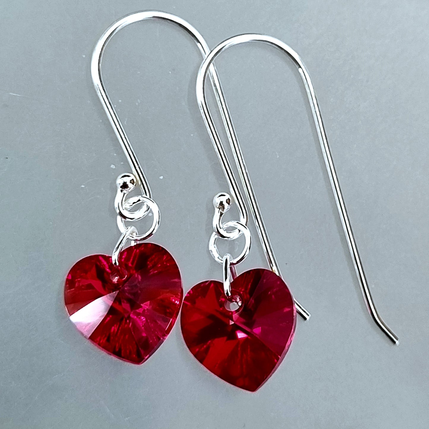 Siam AB Heart Earrings – Swarovski Crystal & Sterling Silver
