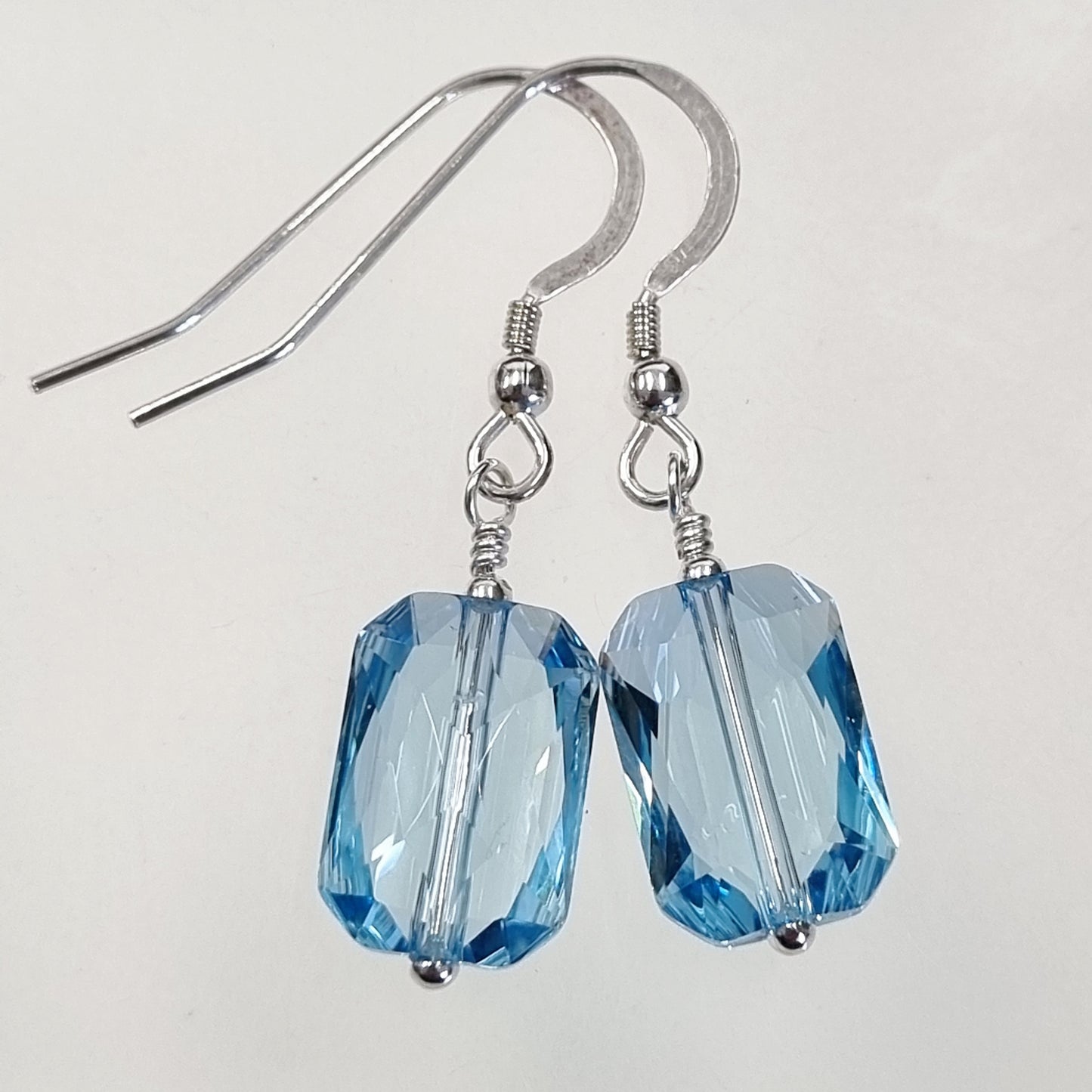Aquamarine Swarovski Crystal Earrings – 14x10mm, Sterling Silver