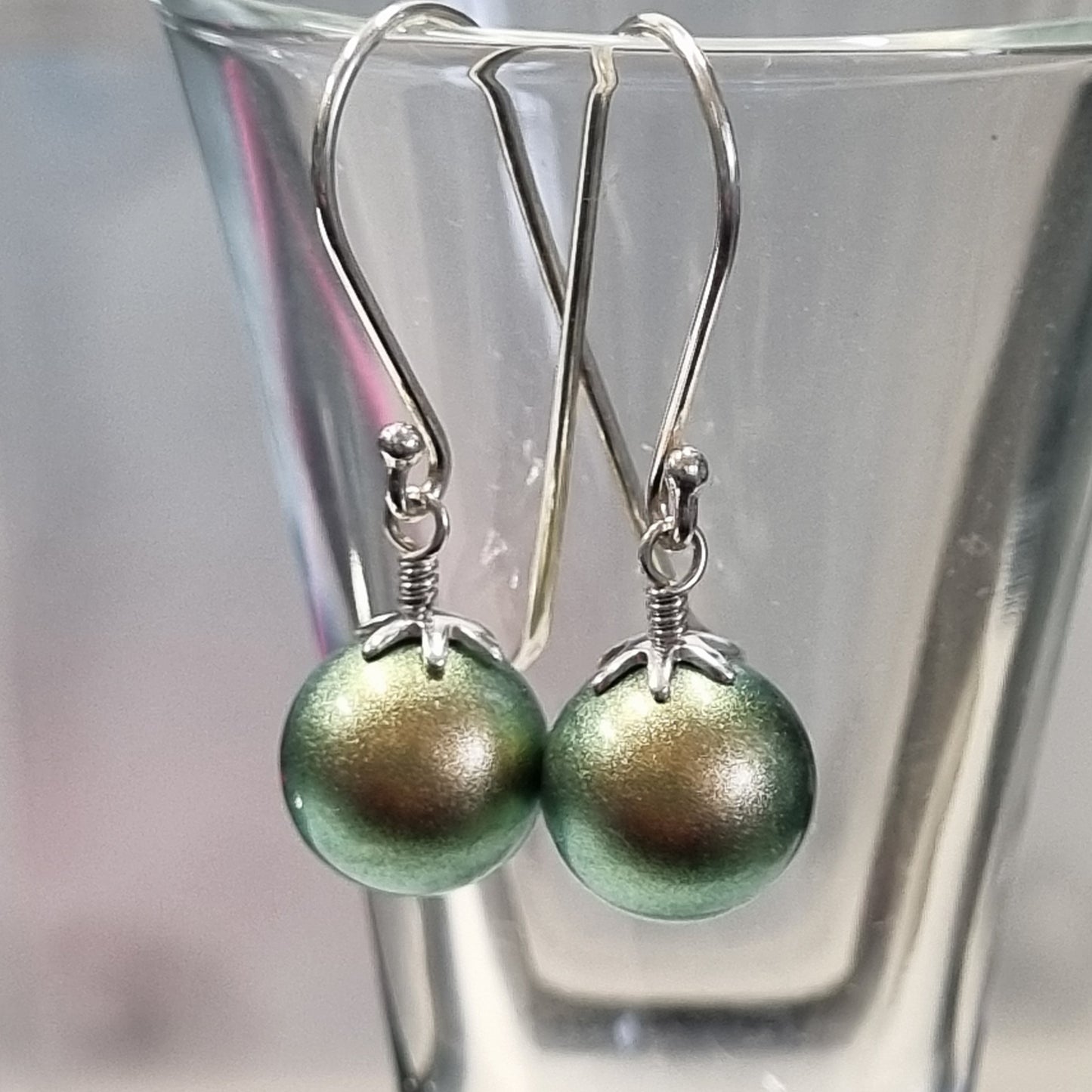 Verdant Gold — Swarovski Pearl & Sterling Earrings