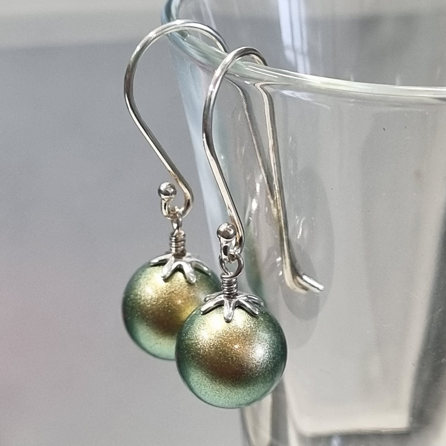 Verdant Gold — Swarovski Pearl & Sterling Earrings