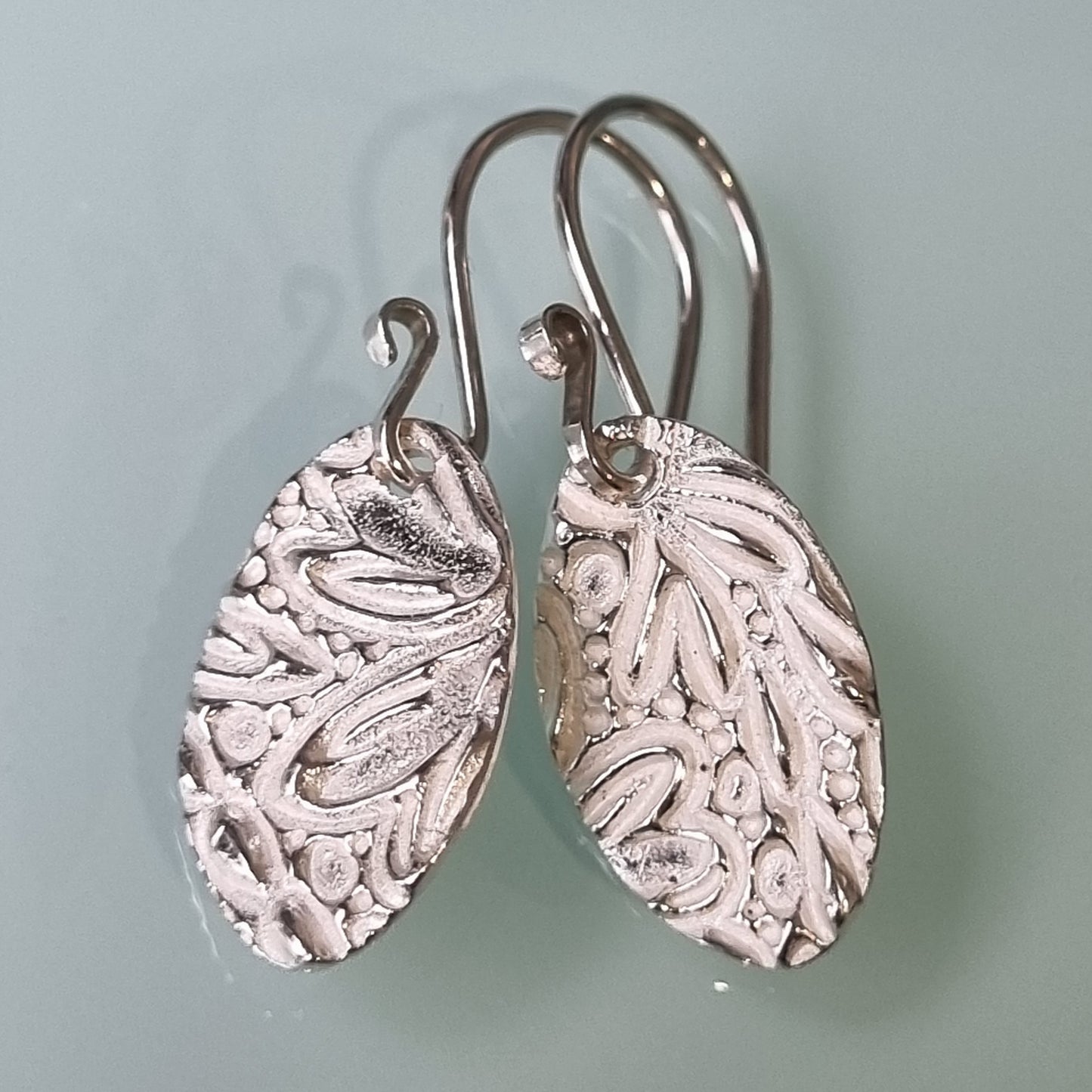 Bright Oval Earrings – Raised – Sterling Silver