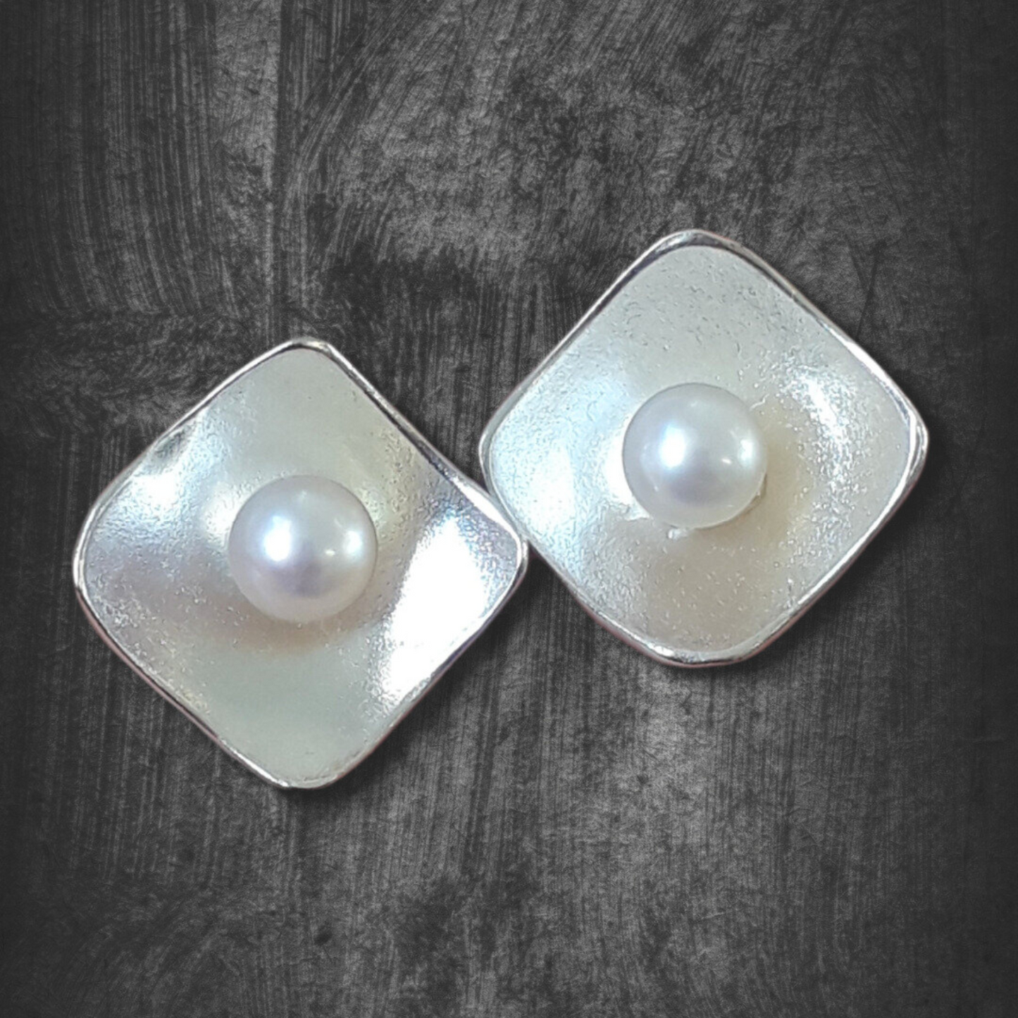 Pearl Radiance – Fine Silver Stud Earrings