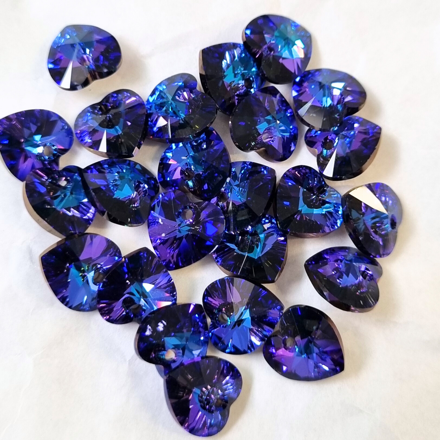 Heliotrope Crystal Heart Earrings