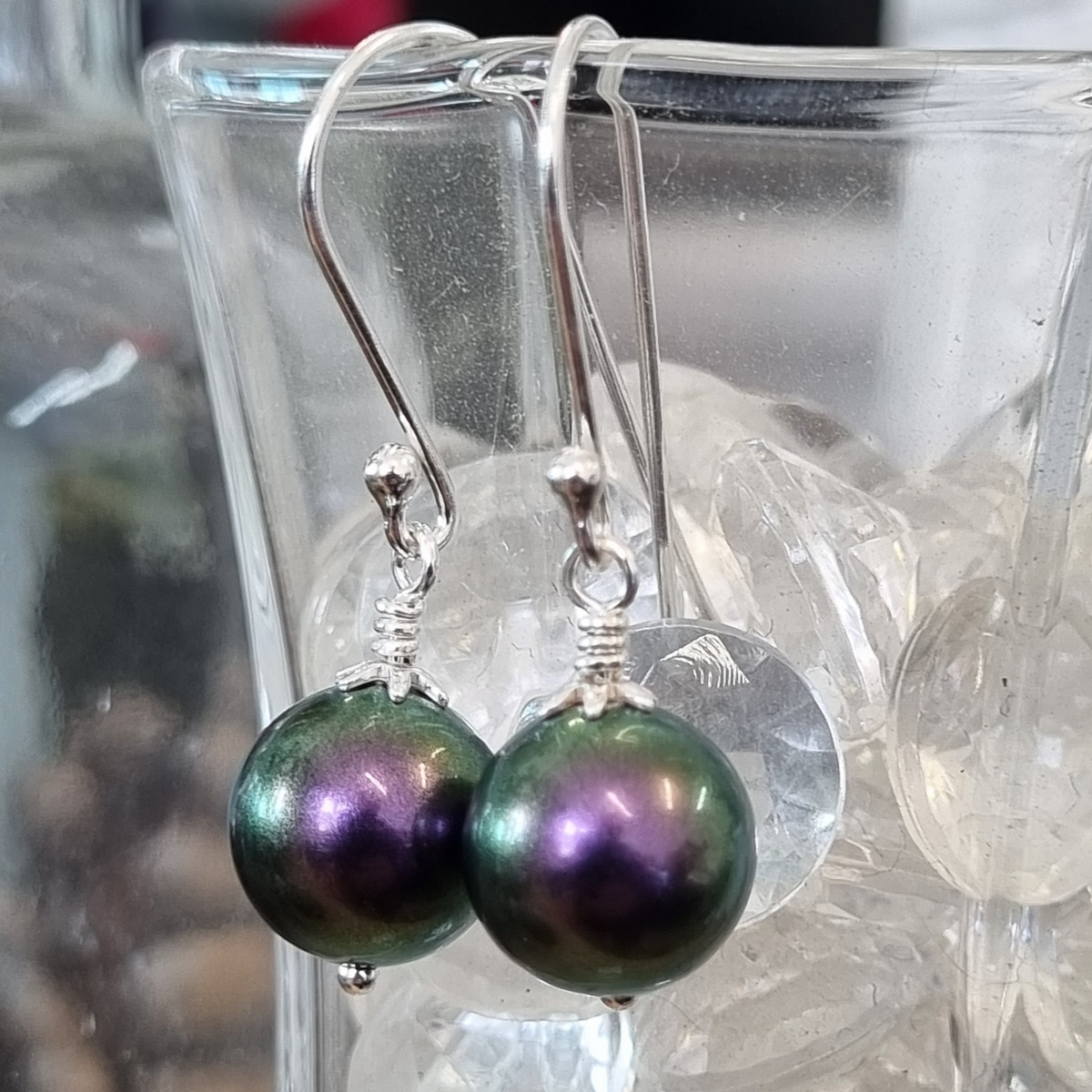 Iridescent Purple Pearl Earrings