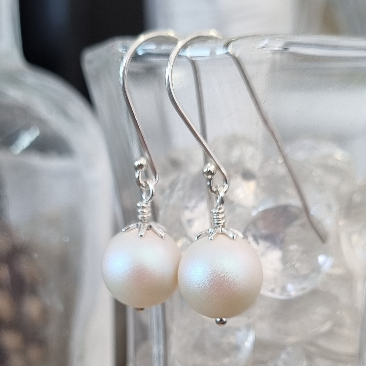 Pearlescent White Pearl Earrings