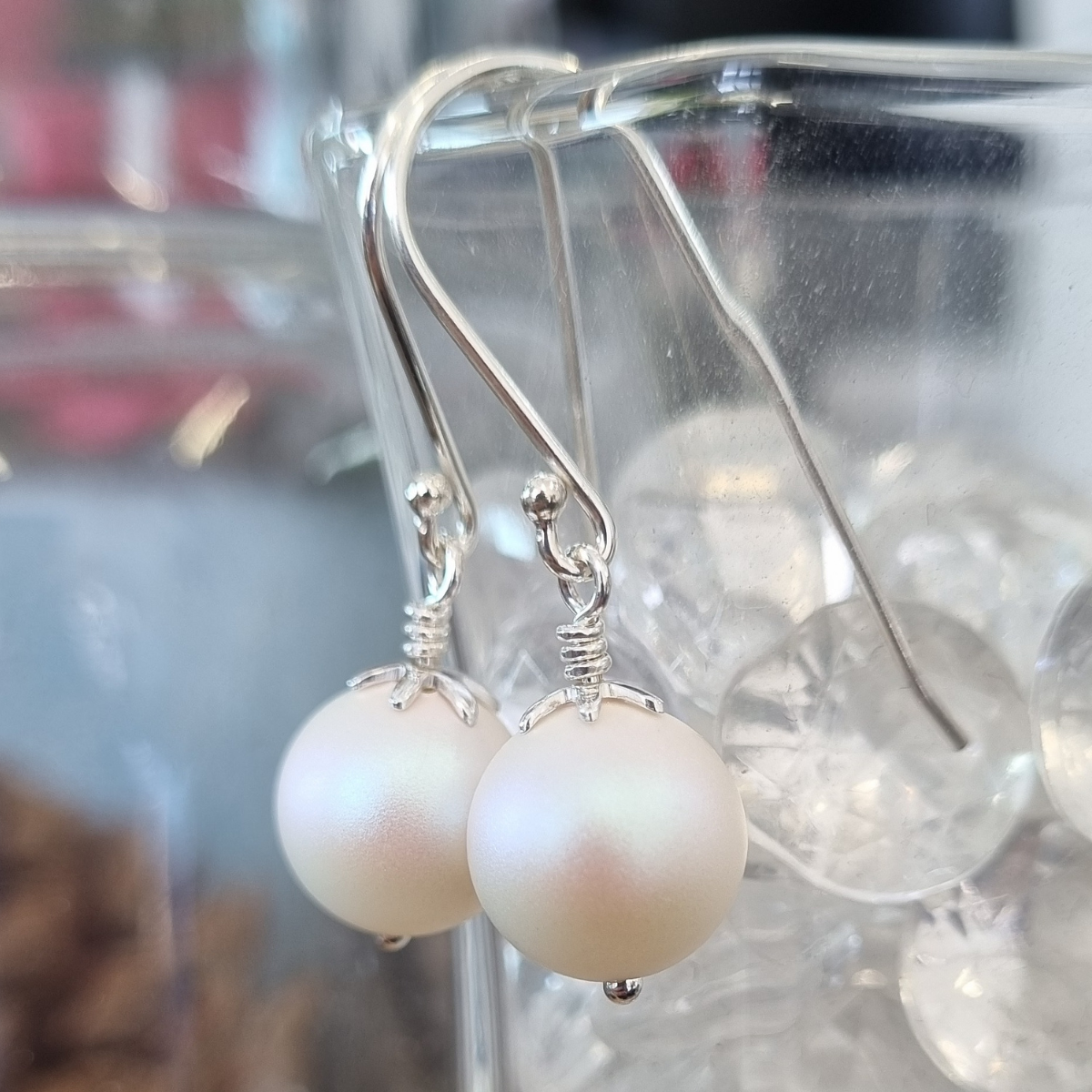 Pearlescent White Pearl Earrings