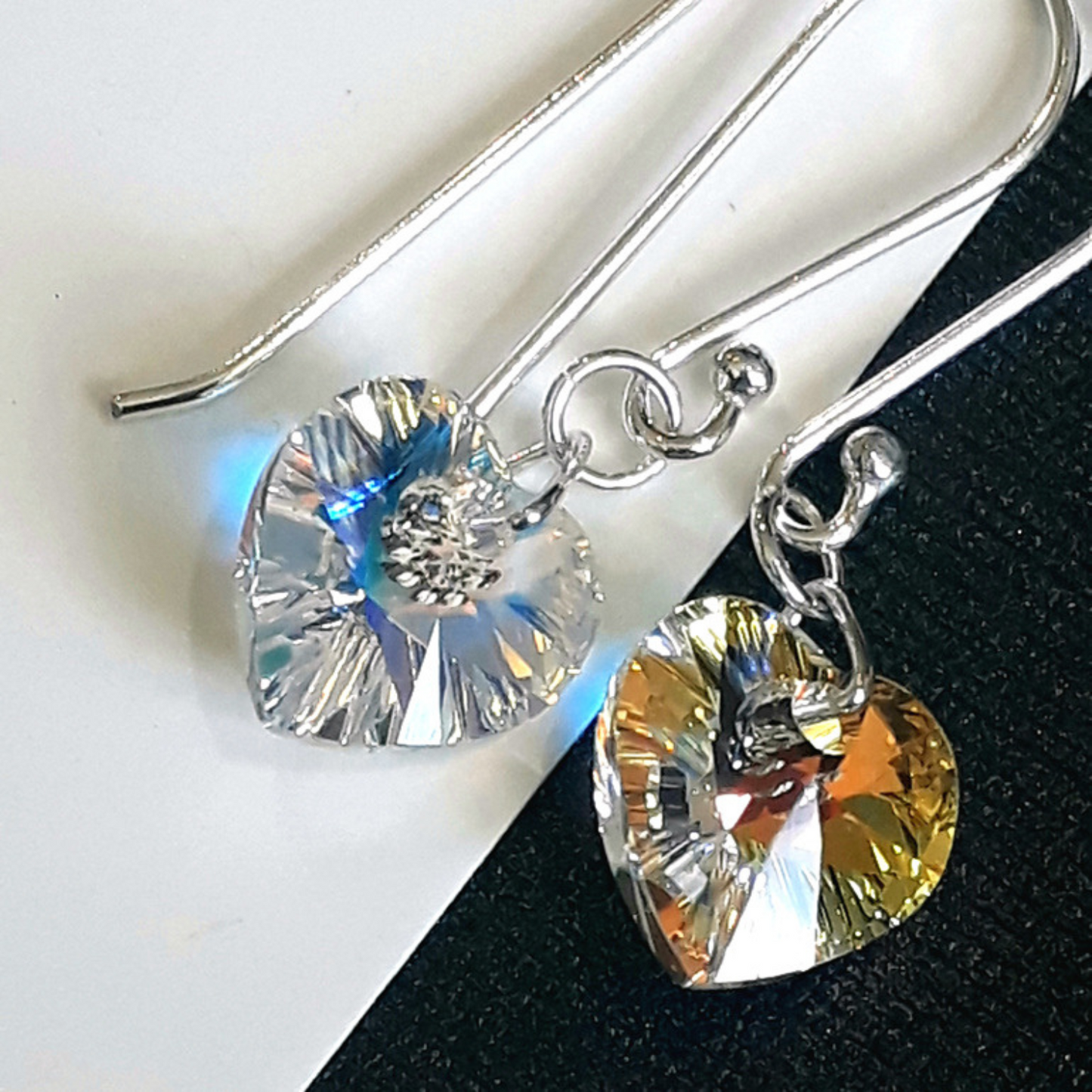 Last Pair – Clear AB Swarovski Heart Earrings 10mm