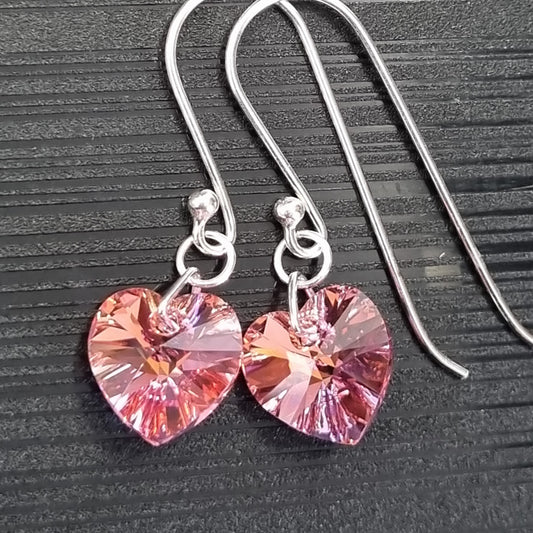 Rose AB Heart Earrings – Swarovski Crystal & Sterling Silver