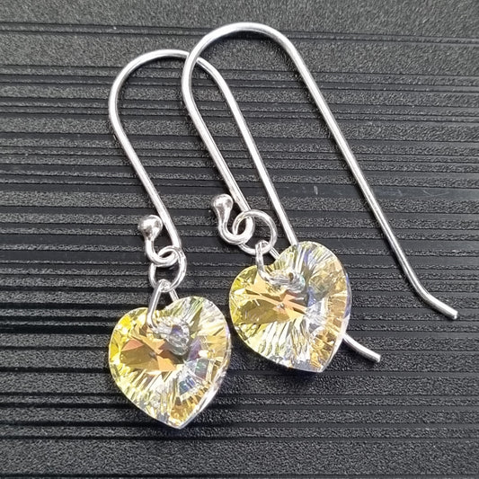 Last Pair – Clear AB Swarovski Heart Earrings 10mm