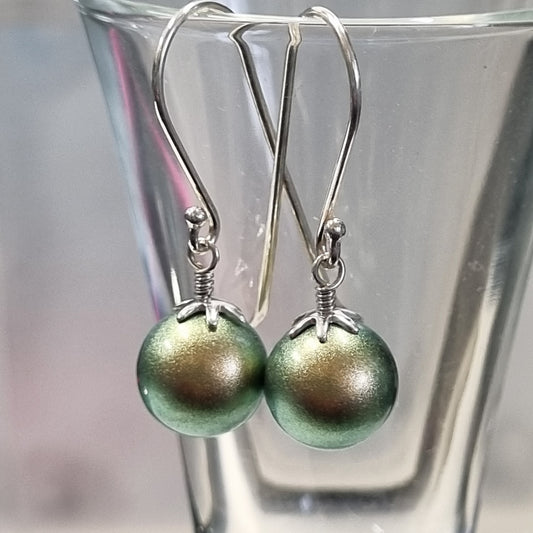 Verdant Gold — Swarovski Pearl & Sterling Earrings