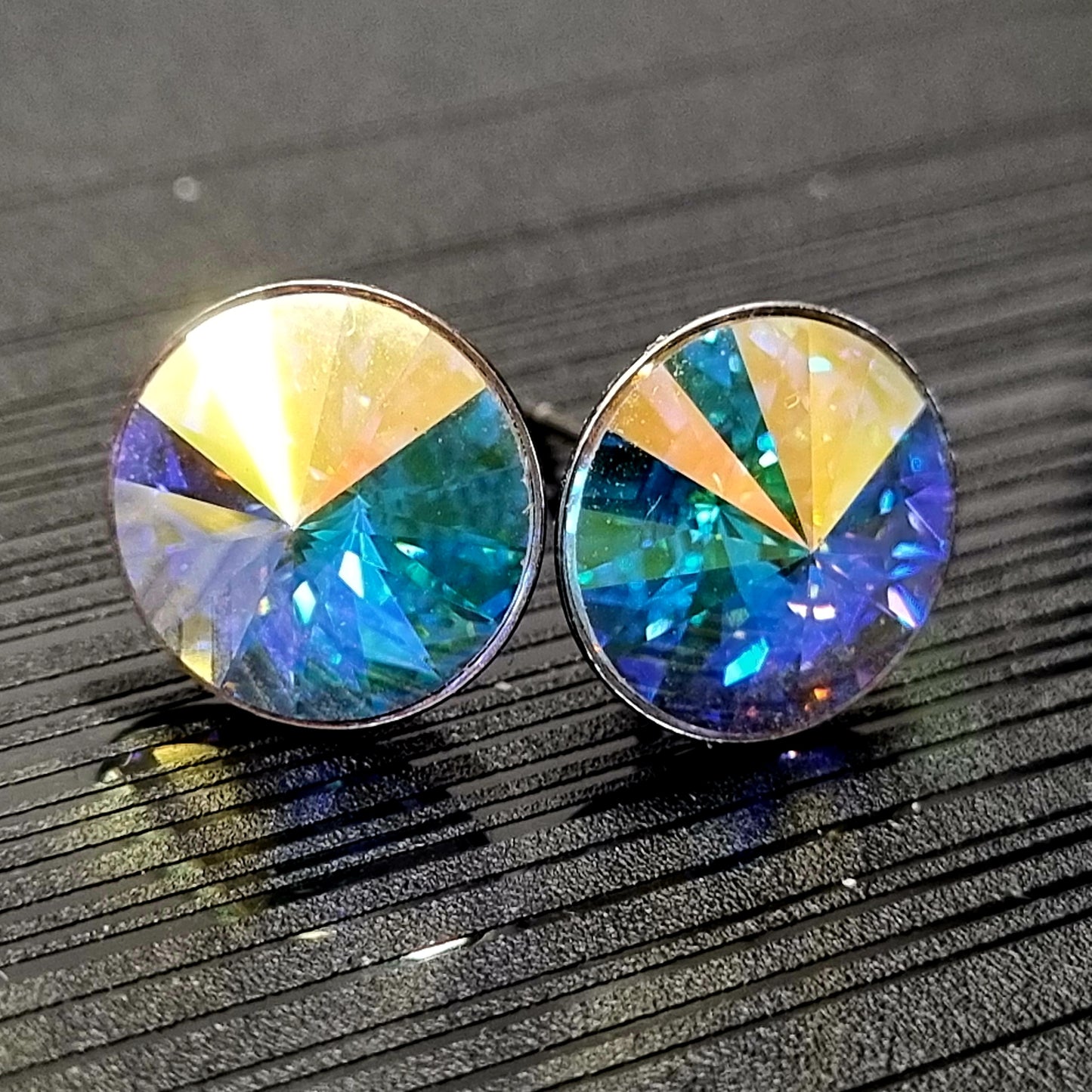 Clear AB Rivoli Stud Earrings