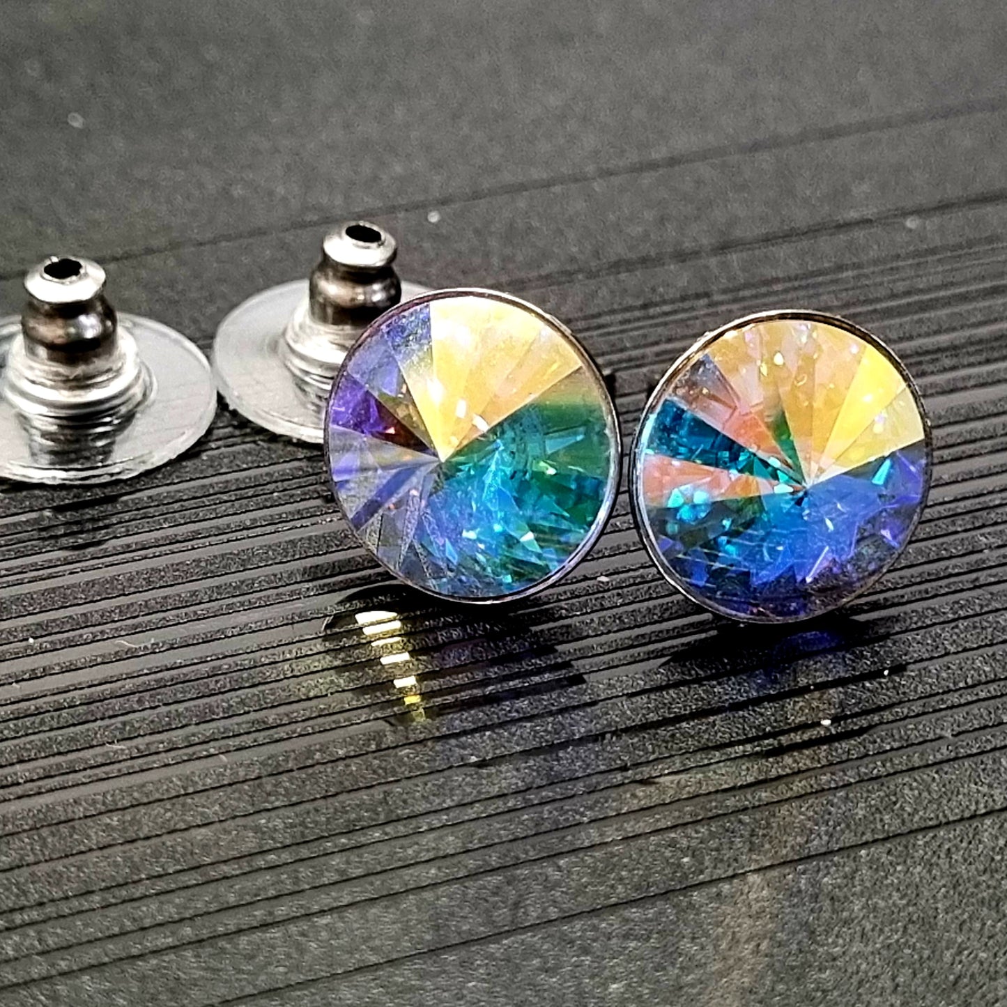 Clear AB Rivoli Stud Earrings