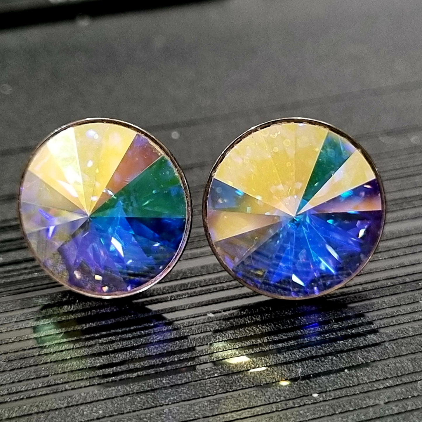 Clear AB Rivoli Stud Earrings