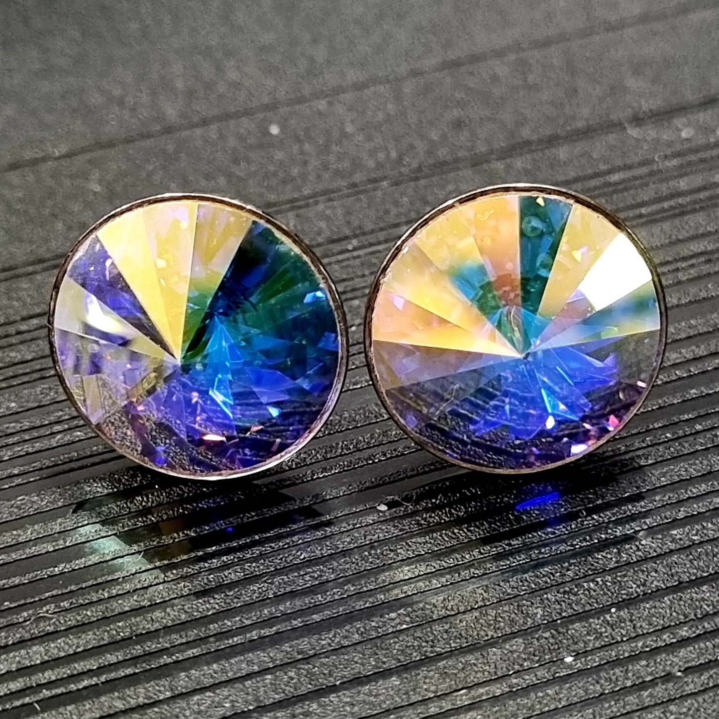 Clear AB Rivoli Stud Earrings