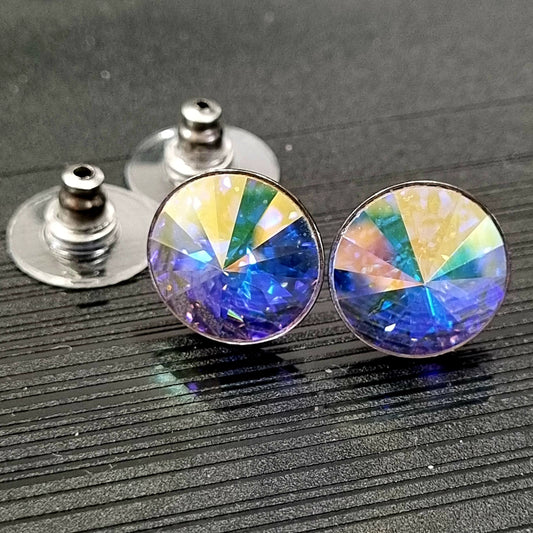 Clear AB Rivoli Stud Earrings