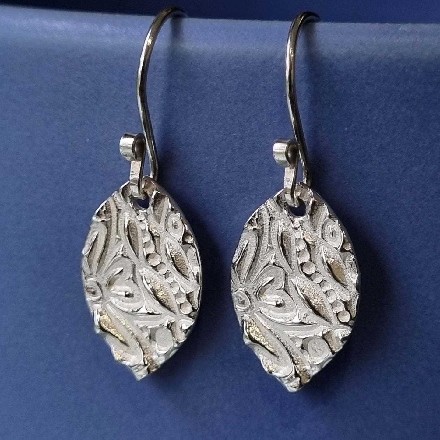 Bright Leaf Earrings – Raised  – Sterling Silver