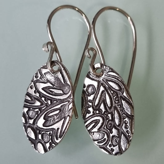 Dark  Oval Earrings – Oxidised Silver