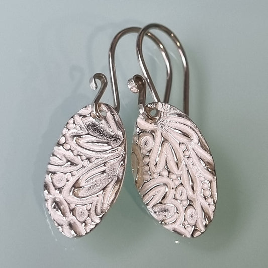 Bright Oval Earrings – Raised – Sterling Silver