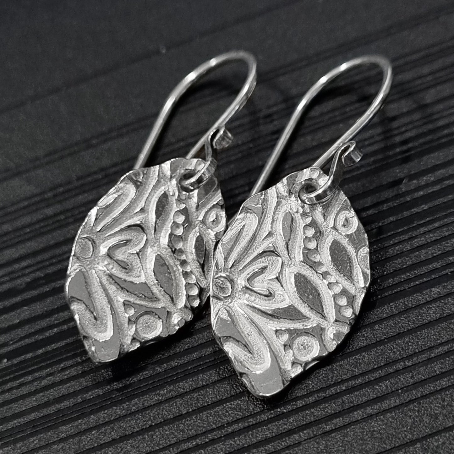 Navette Cast Silver Earrings