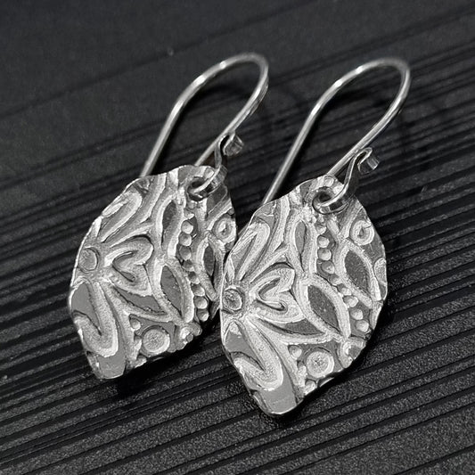 Navette Cast Silver Earrings