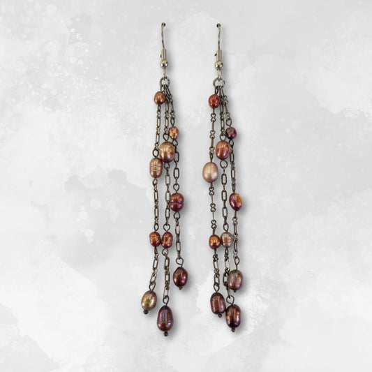 Long Fringe Pearl Earrings