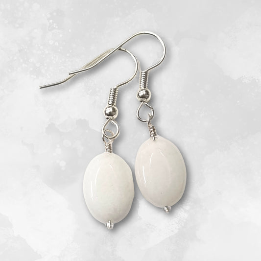 White Oval Earrings