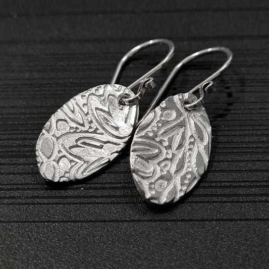 Oval Cast Silver Earrings