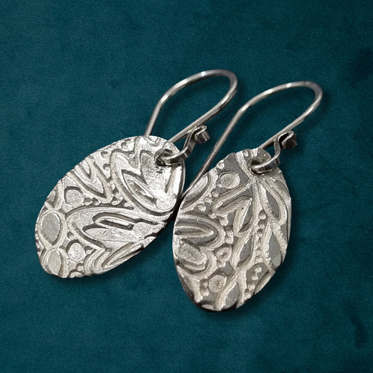 Bright Oval Earrings – Flat – Sterling Silver