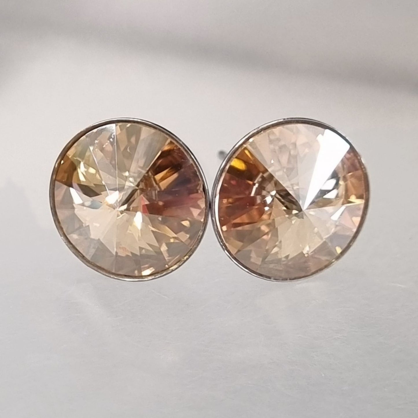 Golden Amber Rivoli Stud Earrings