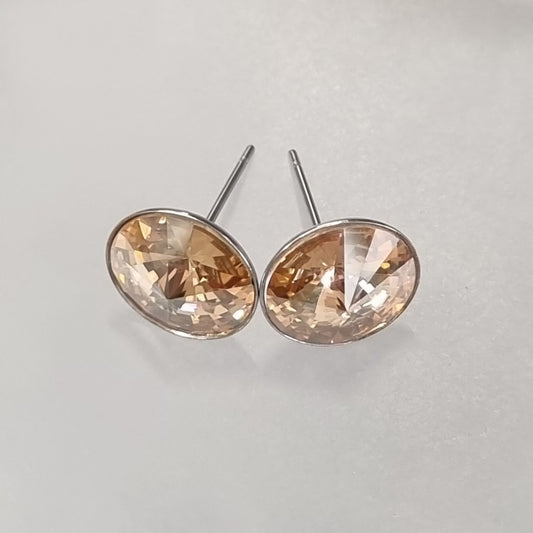 Golden Amber Rivoli Stud Earrings