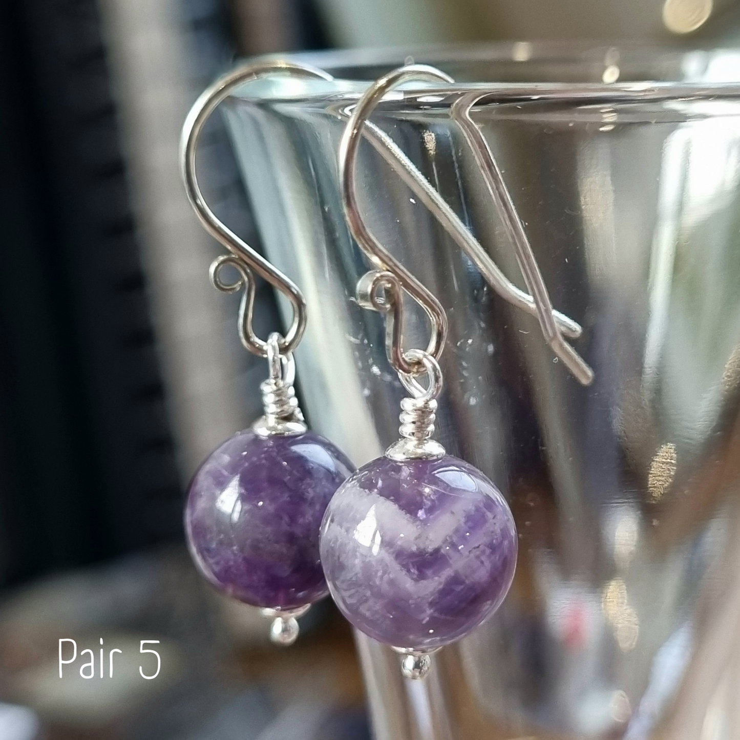 Banded Amethyst Drop Earrings