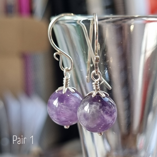 Banded Amethyst Drop Earrings