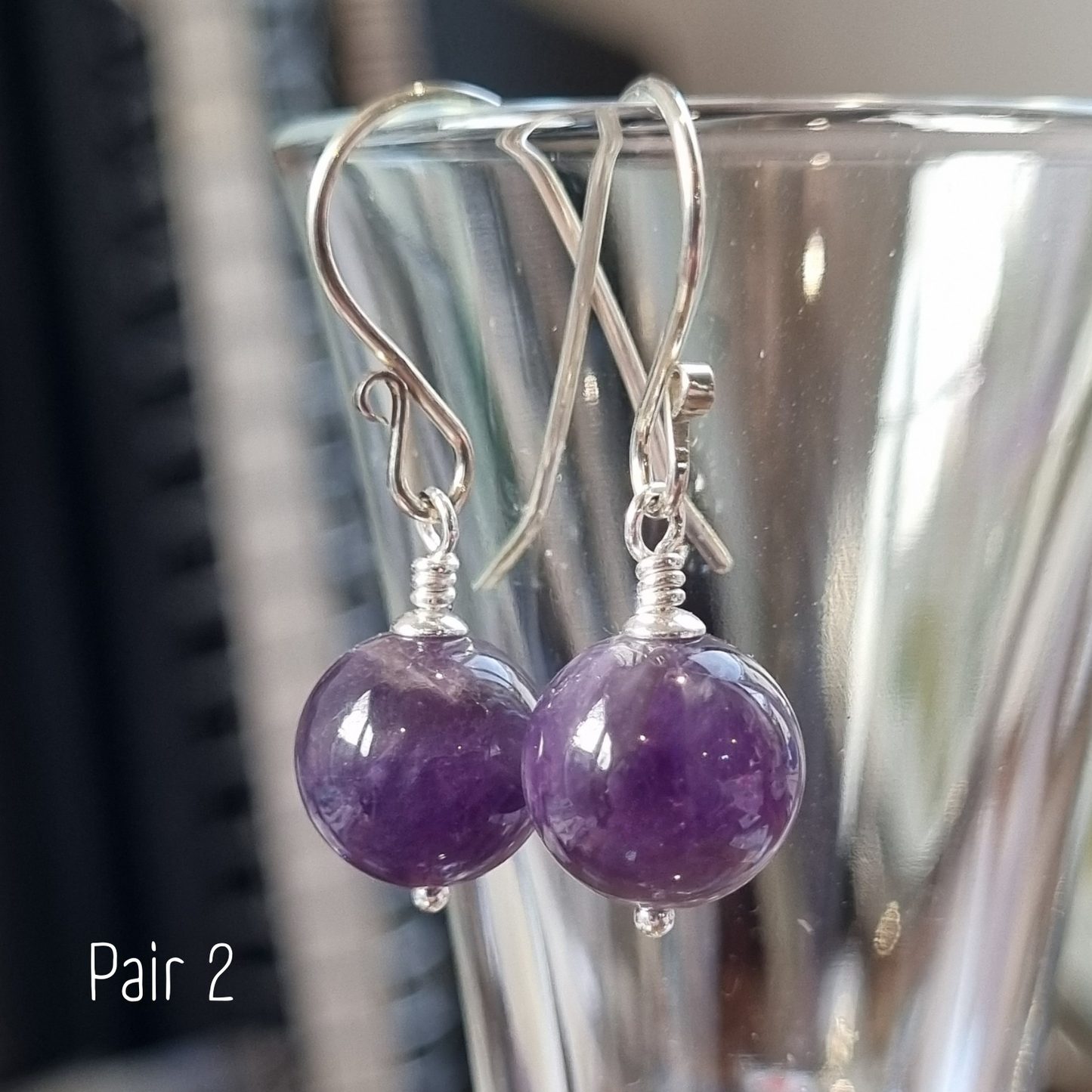 Banded Amethyst Drop Earrings
