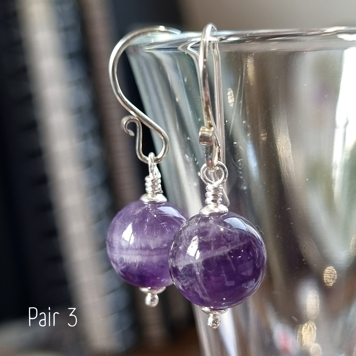 Banded Amethyst Drop Earrings