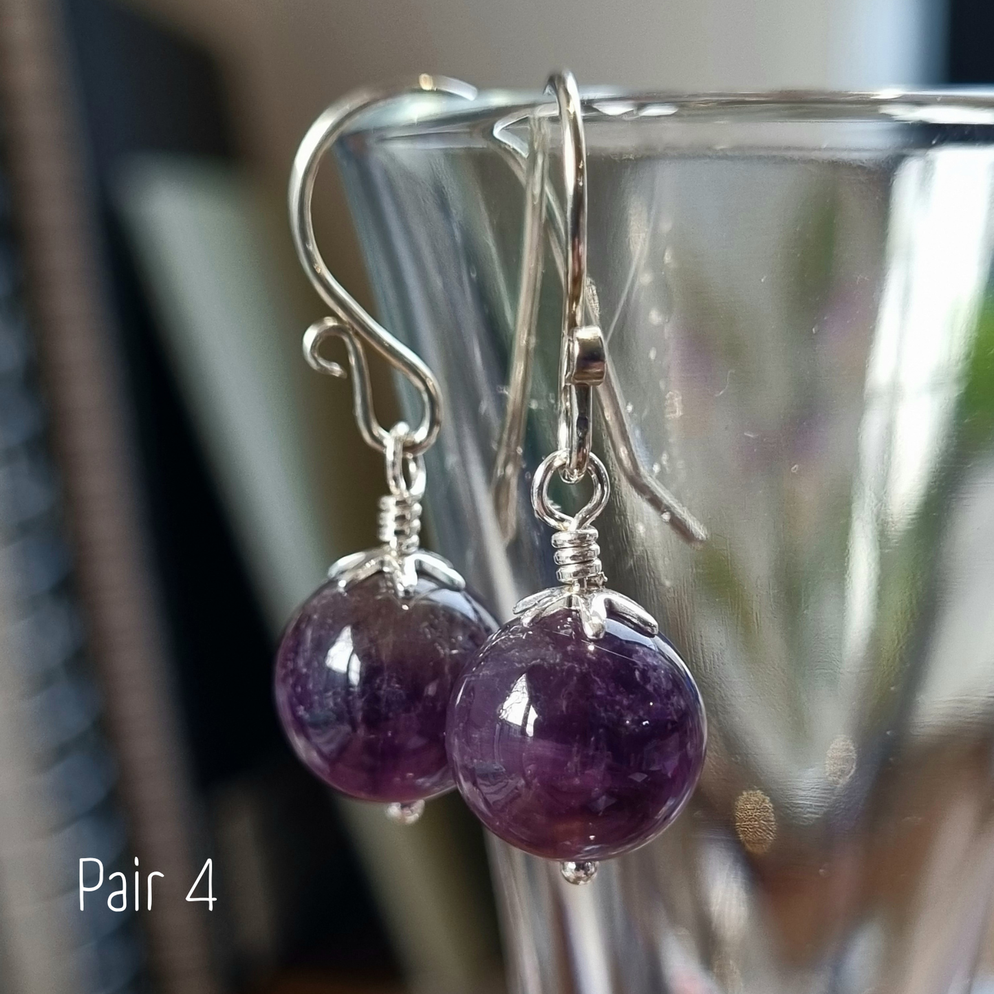 Banded Amethyst Drop Earrings