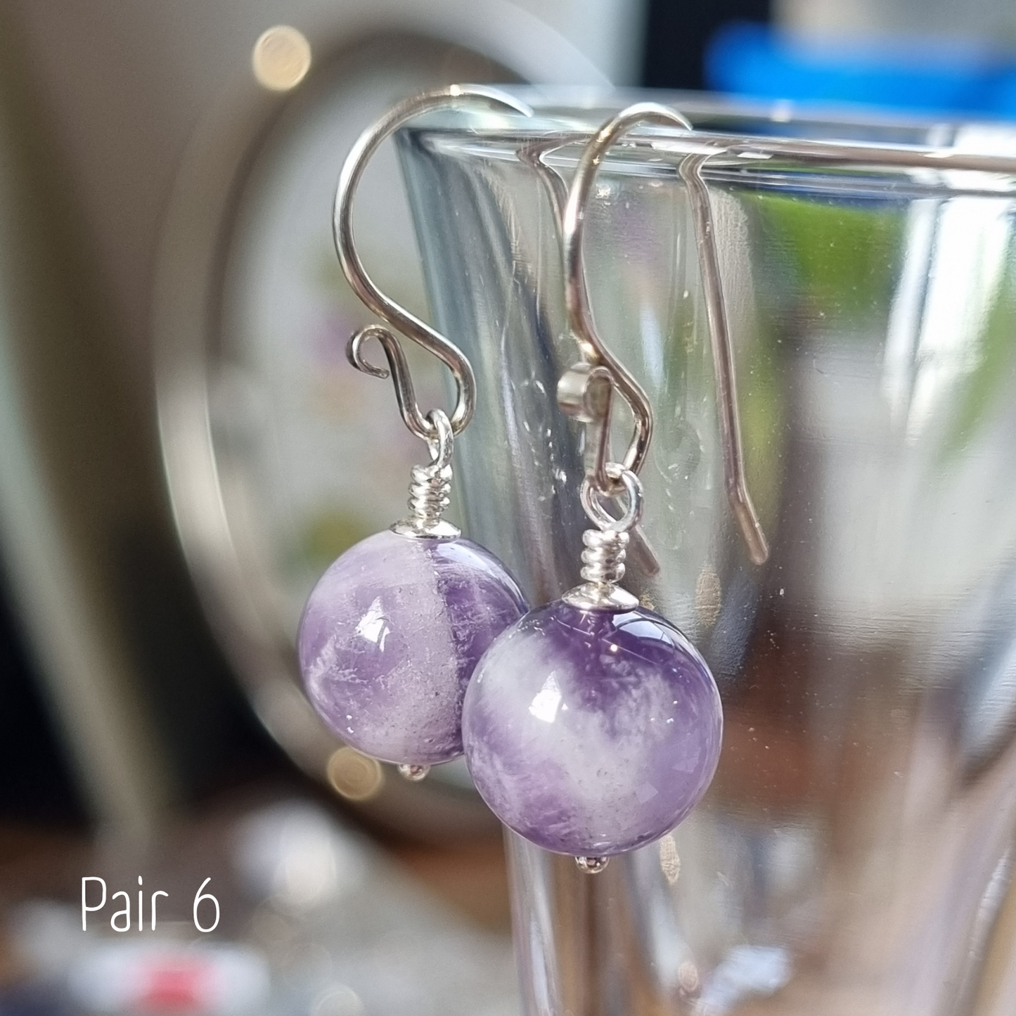 Banded Amethyst Drop Earrings