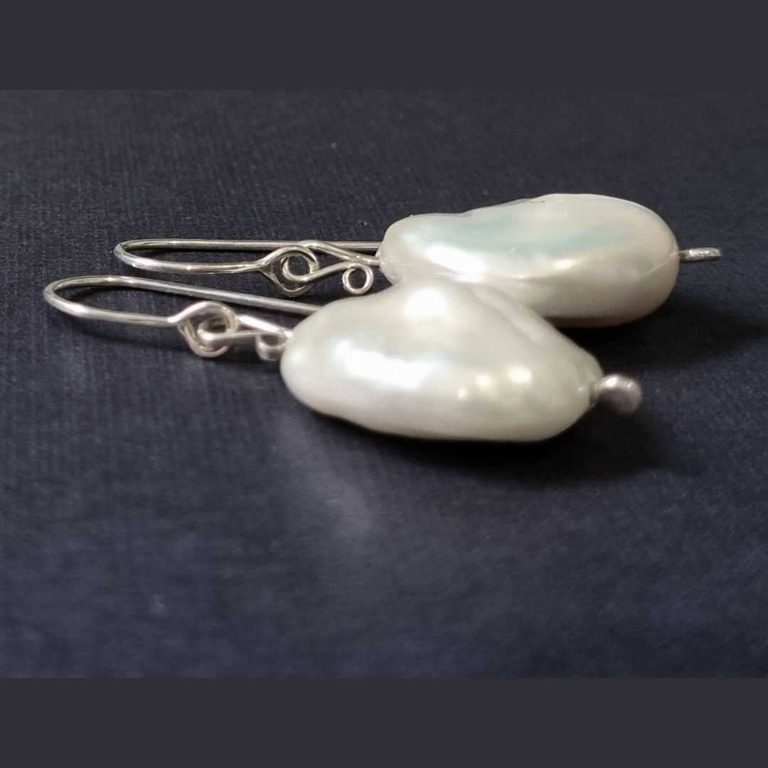 Baroque Pearl Drop Earrings · Sterling Silver