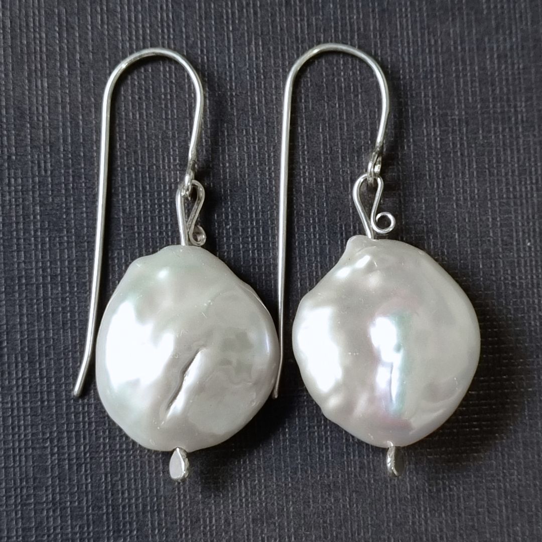 Baroque Pearl Drop Earrings · Sterling Silver