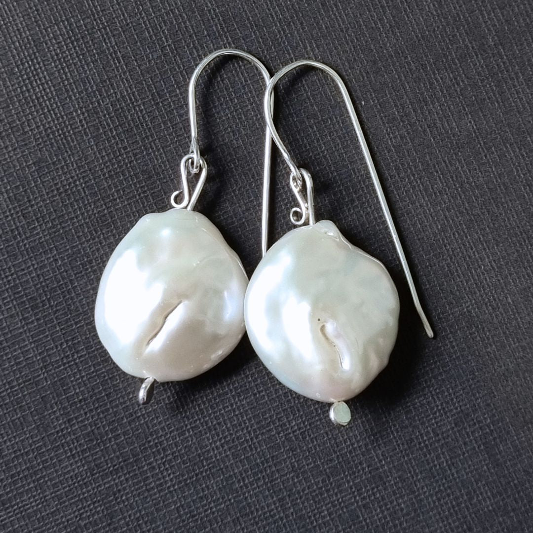 Baroque Pearl Drop Earrings · Sterling Silver