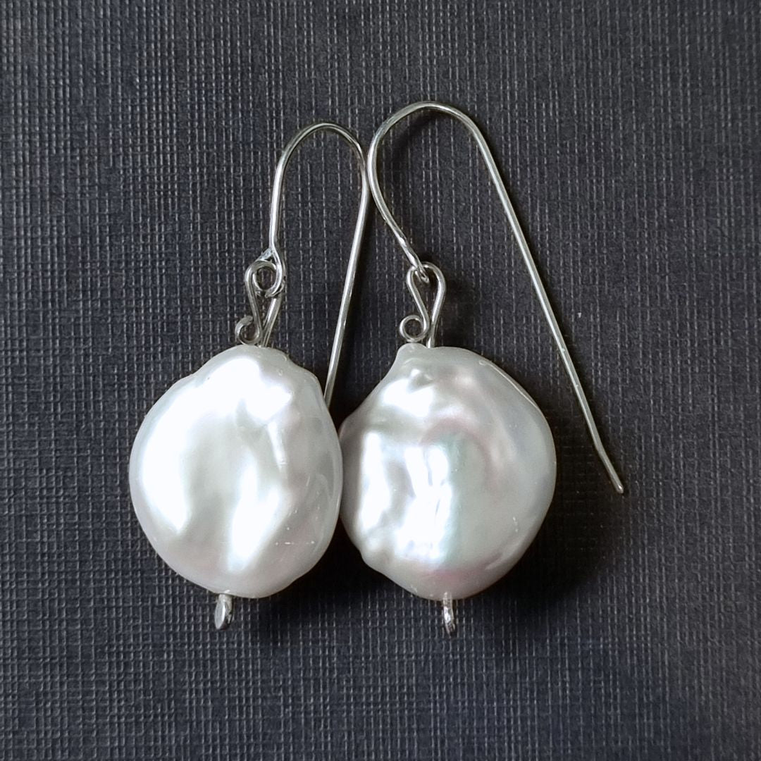 Baroque Pearl Drop Earrings · Sterling Silver