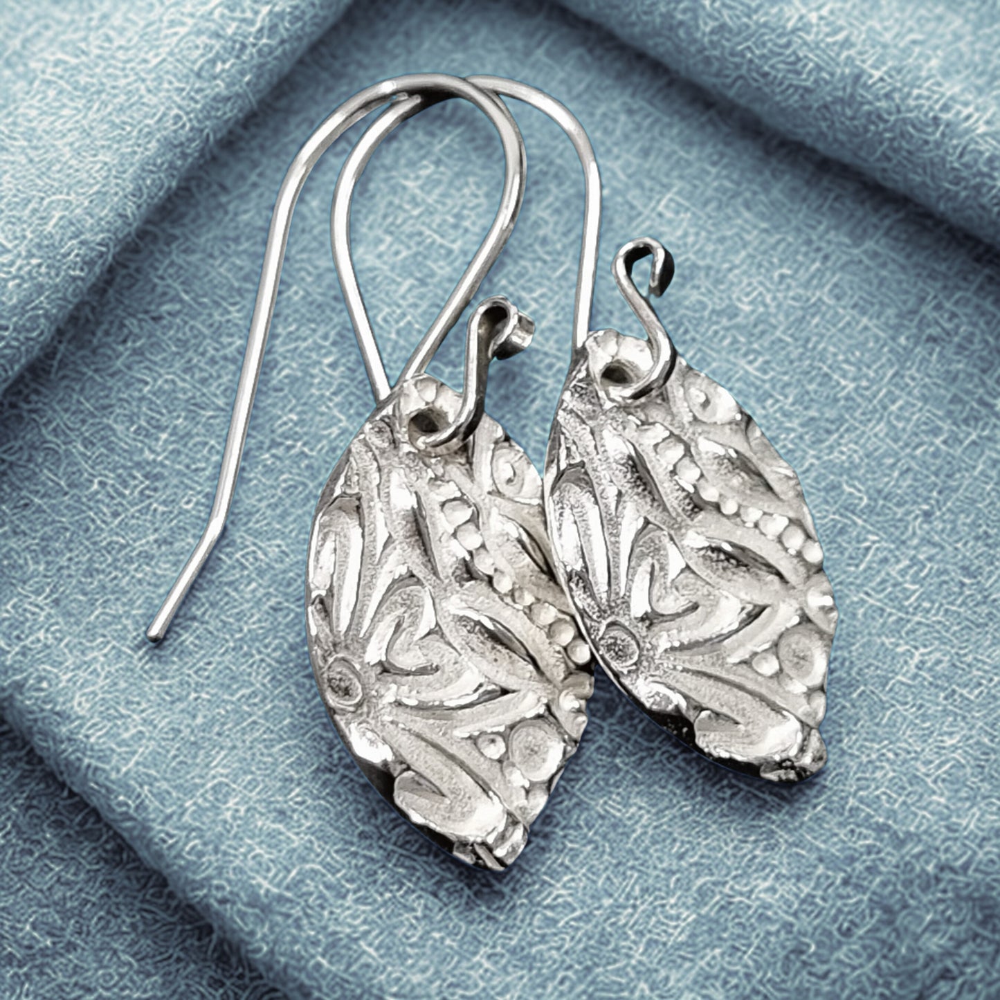 Bright Leaf Earrings – Raised  – Sterling Silver