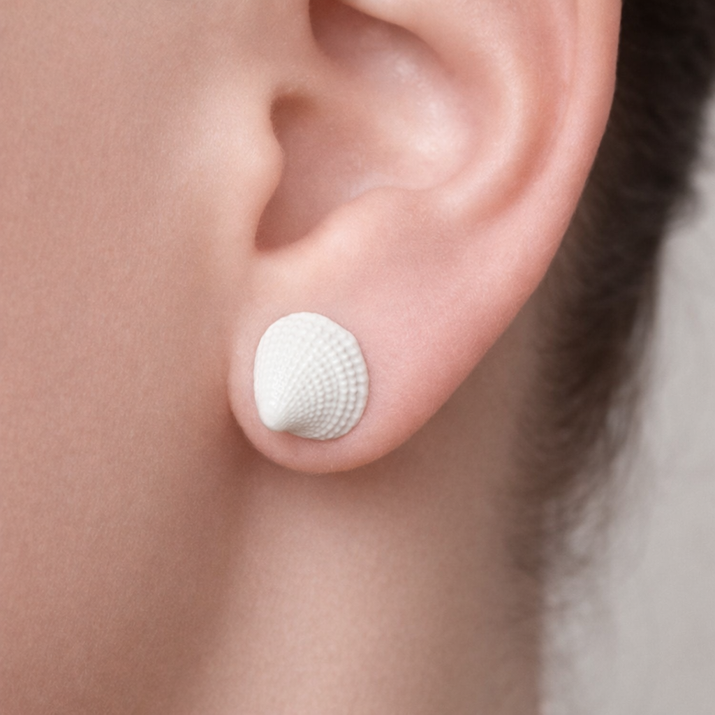 Ceramic Seashell Stud Earring